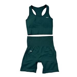 Stax -  Bike Shorts & Racer Back Sports Bra in Green